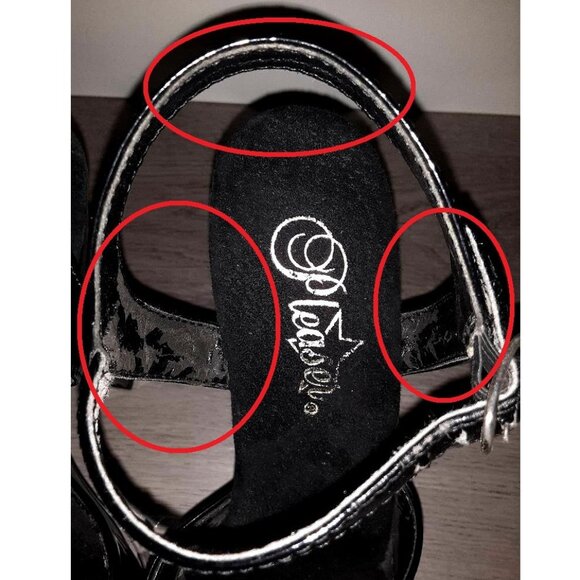 Pleaser KISS-209 Black Ankle Strap Stiletto Platform High Heels Size 7 PLS READ! - Picture 6 of 16